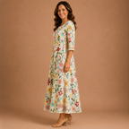 ESMERALDA | Vestido midi bordado con motivos florales