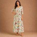 ESMERALDA | Vestido midi bordado con motivos florales