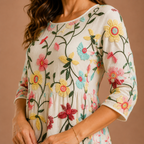 ESMERALDA | Vestido midi bordado con motivos florales