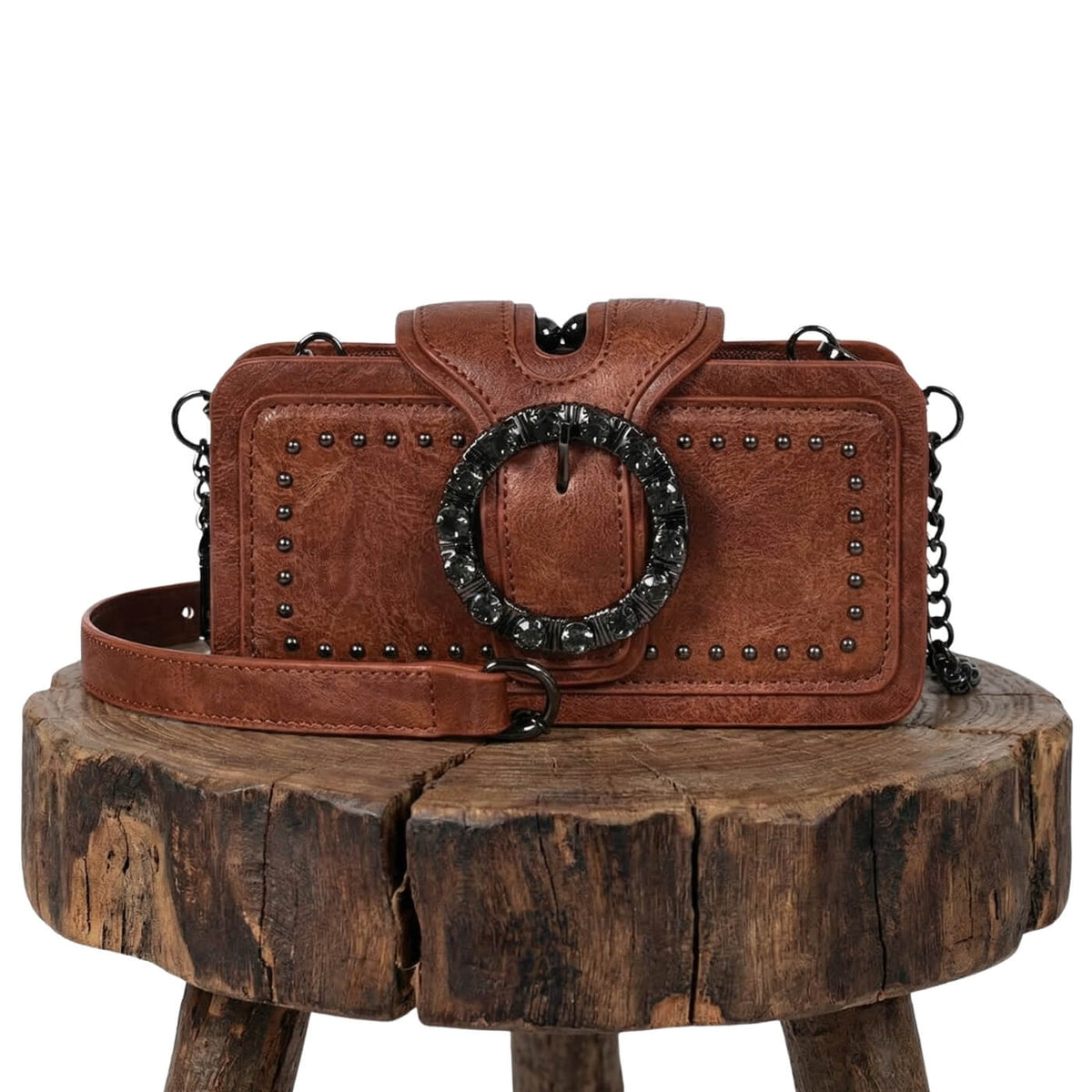 Clutch Margherita με αγκράφα και διακοσμητικά καρφιά
