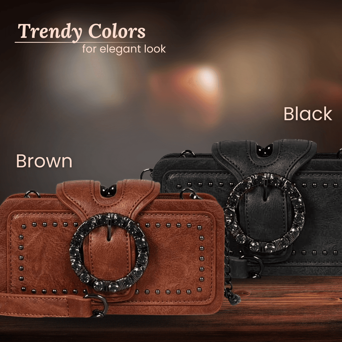 Clutch Margherita με αγκράφα και διακοσμητικά καρφιά