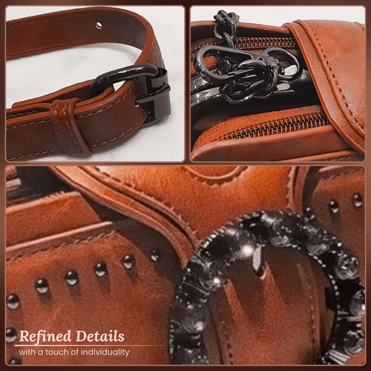 Clutch Margherita με αγκράφα και διακοσμητικά καρφιά