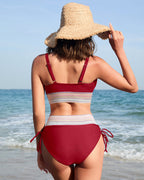 Danae & Melina - Conjunto de bikini de cintura alta en bloques de color con efecto moldeador