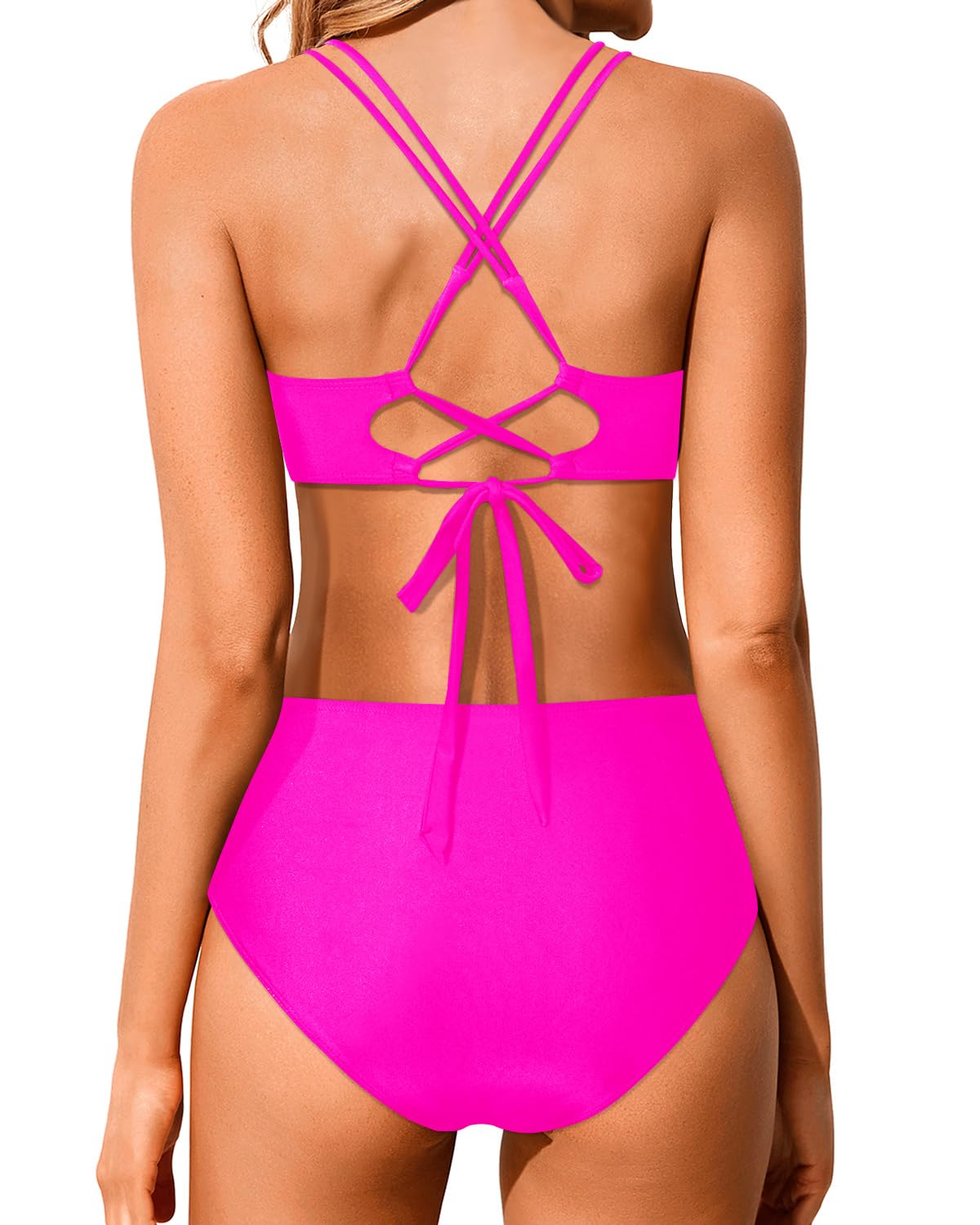 Danae & Melina - Conjunto de bikini de cintura alta con push-up, wrap y efecto moldeador