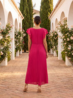 SERAPHINA | Vestido maxi plisado, elegante, con detalle de nudo en la cintura