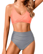 Danae & Melina - Conjunto de bikini de cintura alta con push-up, wrap y efecto moldeador