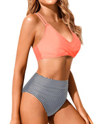 Danae & Melina - Conjunto de bikini de cintura alta con push-up, wrap y efecto moldeador