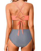 Danae & Melina - Conjunto de bikini de cintura alta con push-up, wrap y efecto moldeador