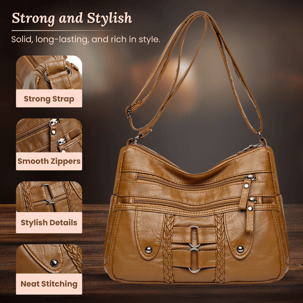Monica Braided Multi-Zip | Τσάντα Χιαστί