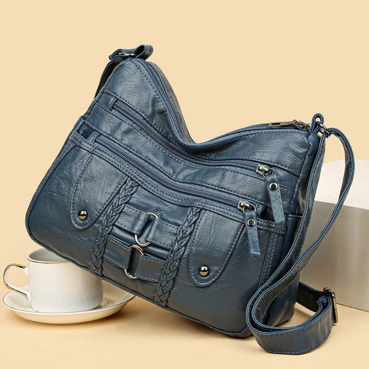 Monica Braided Multi-Zip | Τσάντα Χιαστί