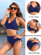Danae & Melina - Conjunto de bikini de cintura alta con cordón, efecto moldeador y tiras cruzadas