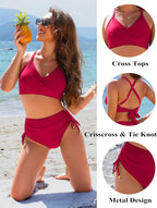 Danae & Melina - Conjunto de bikini de cintura alta con cordón, efecto moldeador y tiras cruzadas
