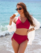 Danae & Melina - Conjunto de bikini de cintura alta con cordón, efecto moldeador y tiras cruzadas