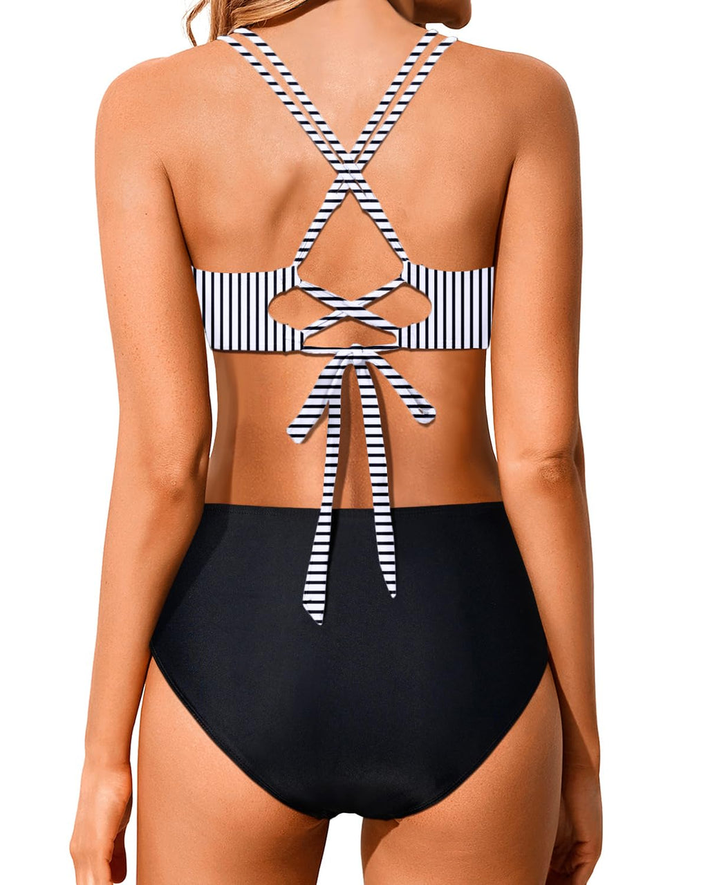 Danae & Melina - Conjunto de bikini de cintura alta con push-up, wrap y efecto moldeador