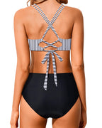 Danae & Melina - Conjunto de bikini de cintura alta con push-up, wrap y efecto moldeador