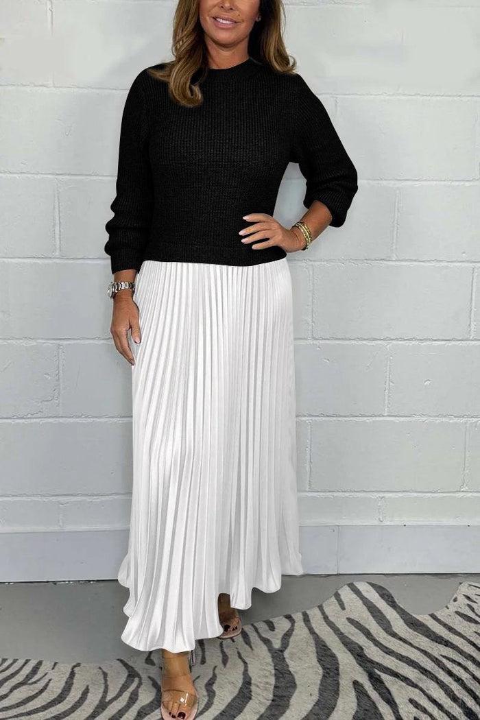 Claudia - Vestido Maxi con Jersey y Falda Plisada