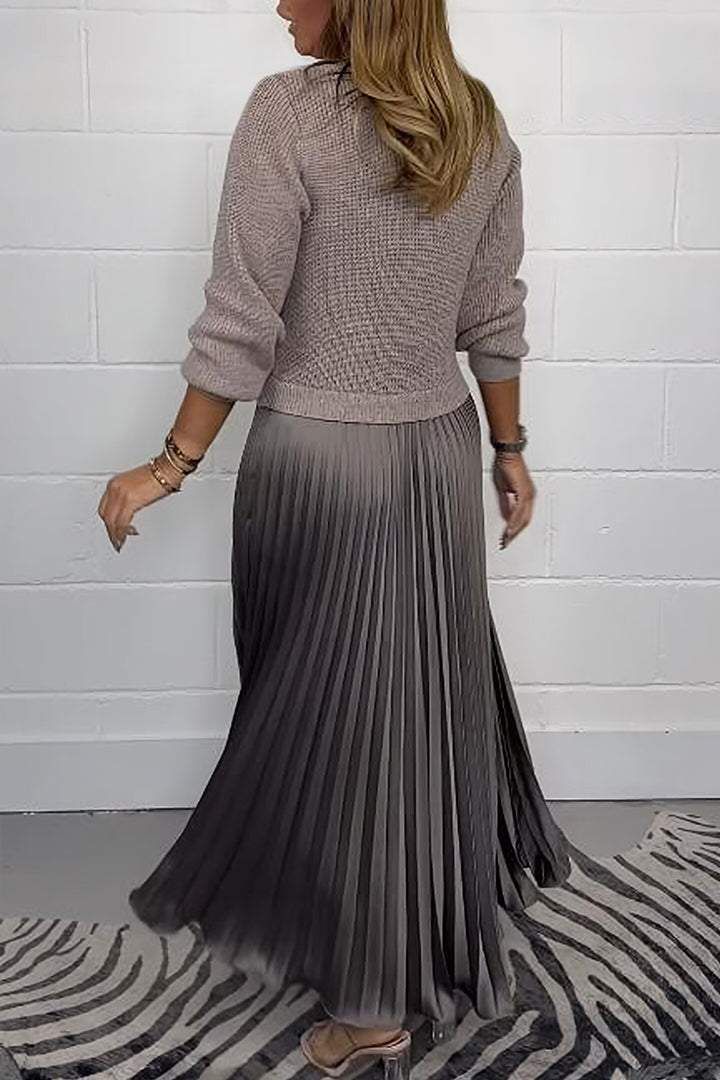 Claudia - Vestido Maxi con Jersey y Falda Plisada