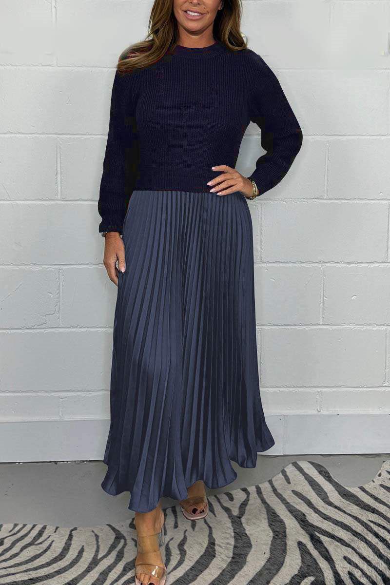 Claudia - Vestido Maxi con Jersey y Falda Plisada