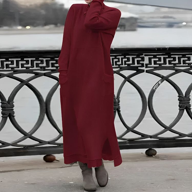 Mara | Vestido Maxi de Punto - Acogedor Vestido Oversize de Manga Larga para el Invierno