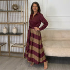 Mikaela | Vestido Maxi Camisero de Rayas