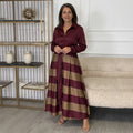 Mikaela | Vestido Maxi Camisero de Rayas