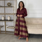 Mikaela | Vestido Maxi Camisero de Rayas