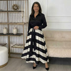 Mikaela | Vestido Maxi Camisero de Rayas