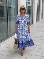 Tallis | Elegante vestido floral con cuello en V