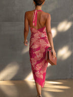 Danae & Melina - Vestido Bodycon Sin Mangas con Estampado Floral Fucsia