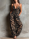 Roberta | Ολόσωμη φόρμα από μαύρο σιφόν με animal print