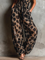 Roberta | Ολόσωμη φόρμα από μαύρο σιφόν με animal print