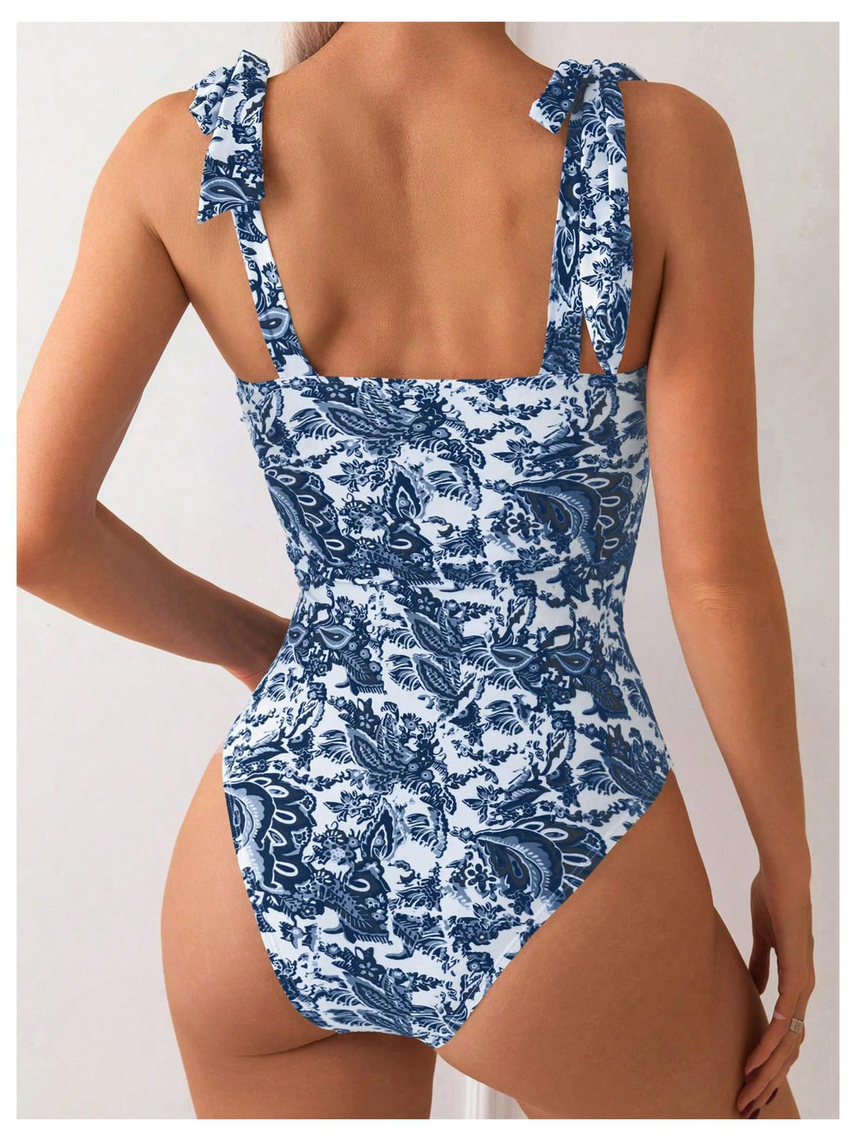 Danae & Melina - Bañador de una pieza moldeador, cuello en V, estilo boho con hombro atado y fruncido