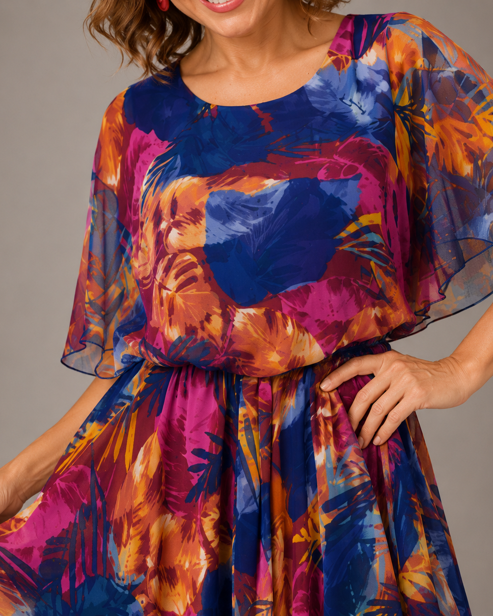 BARBARA | Vestido de gasa cómodo para tallas grandes