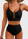 Danae & Melina - Bikini de dos piezas verano 2026, corte en U, cintura alta - Negro