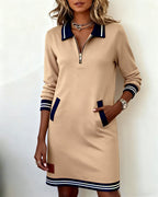 Dorellia | Casual Long Sleeve Dress with Zip Closure
