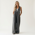 Griselda | Combinaison en denim à jambes larges plissées