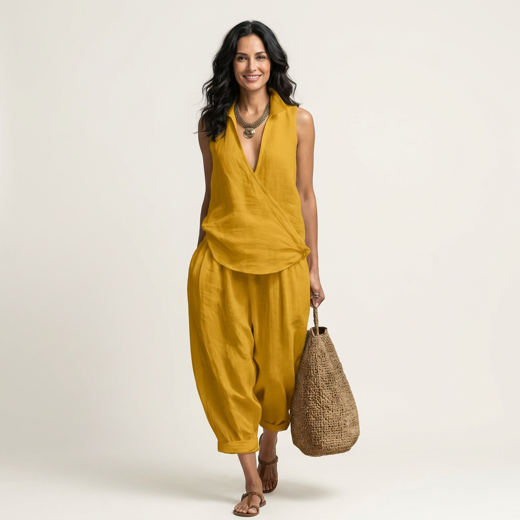 Twiila | Σετ Wrap-Top & Παντελόνι με φαρδιά μπατζάκια