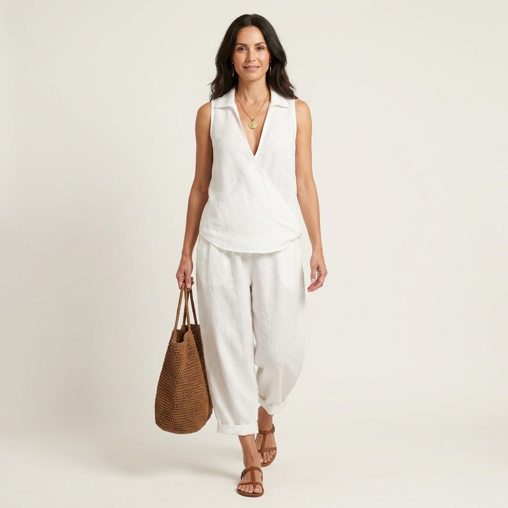 Twiila | Σετ Wrap-Top & Παντελόνι με φαρδιά μπατζάκια