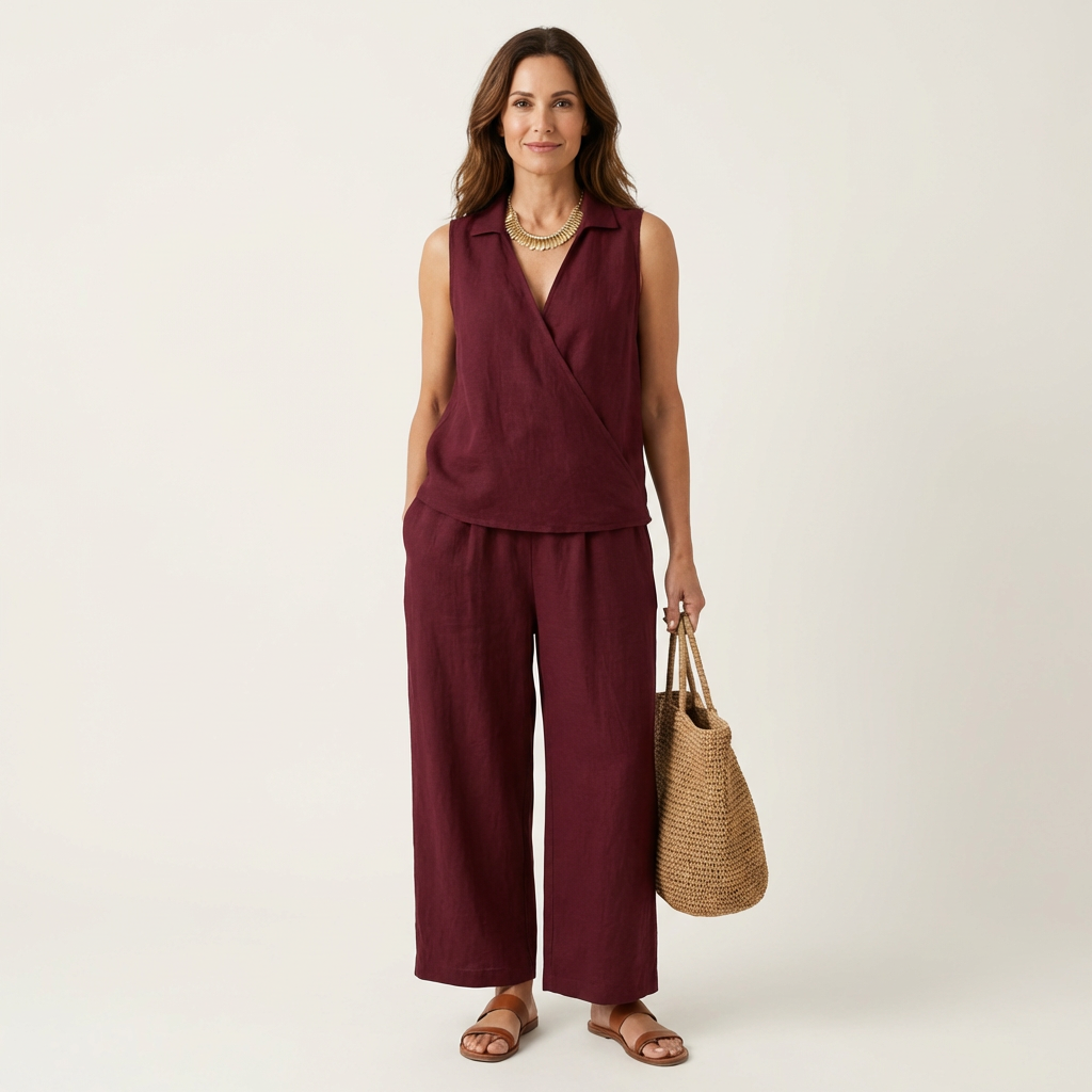 Twiila | Σετ Wrap-Top & Παντελόνι με φαρδιά μπατζάκια