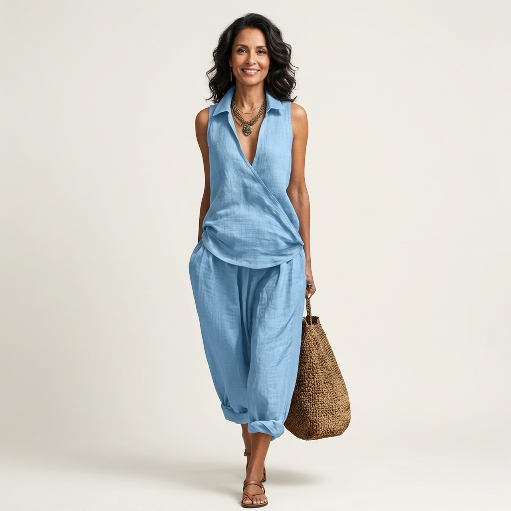 Twiila | Σετ Wrap-Top & Παντελόνι με φαρδιά μπατζάκια