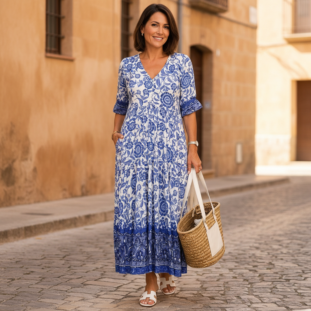 KEISHA | Vestido floral con escote en V, grácil y elegante