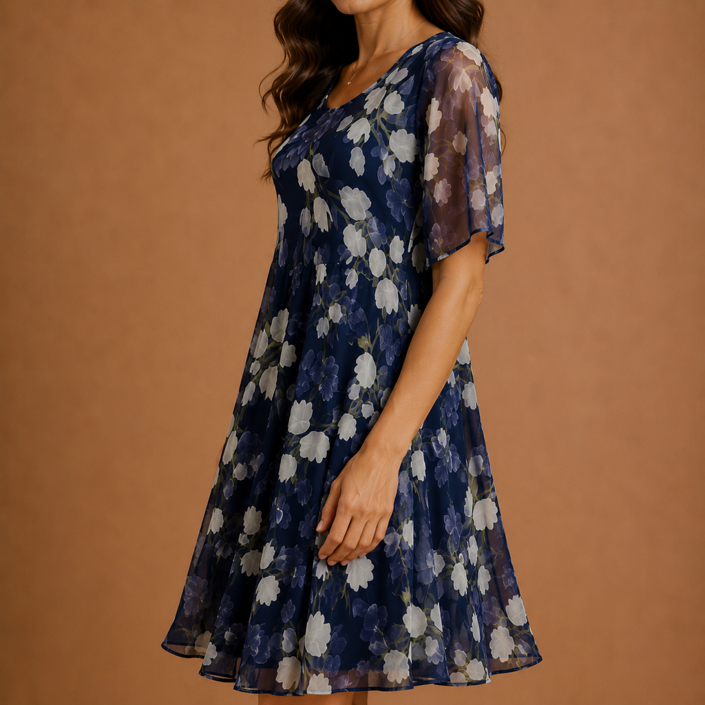 SERAPHINA | Vestido midi de malla con estampado floral