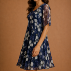 SERAPHINA | Vestido midi de malla con estampado floral