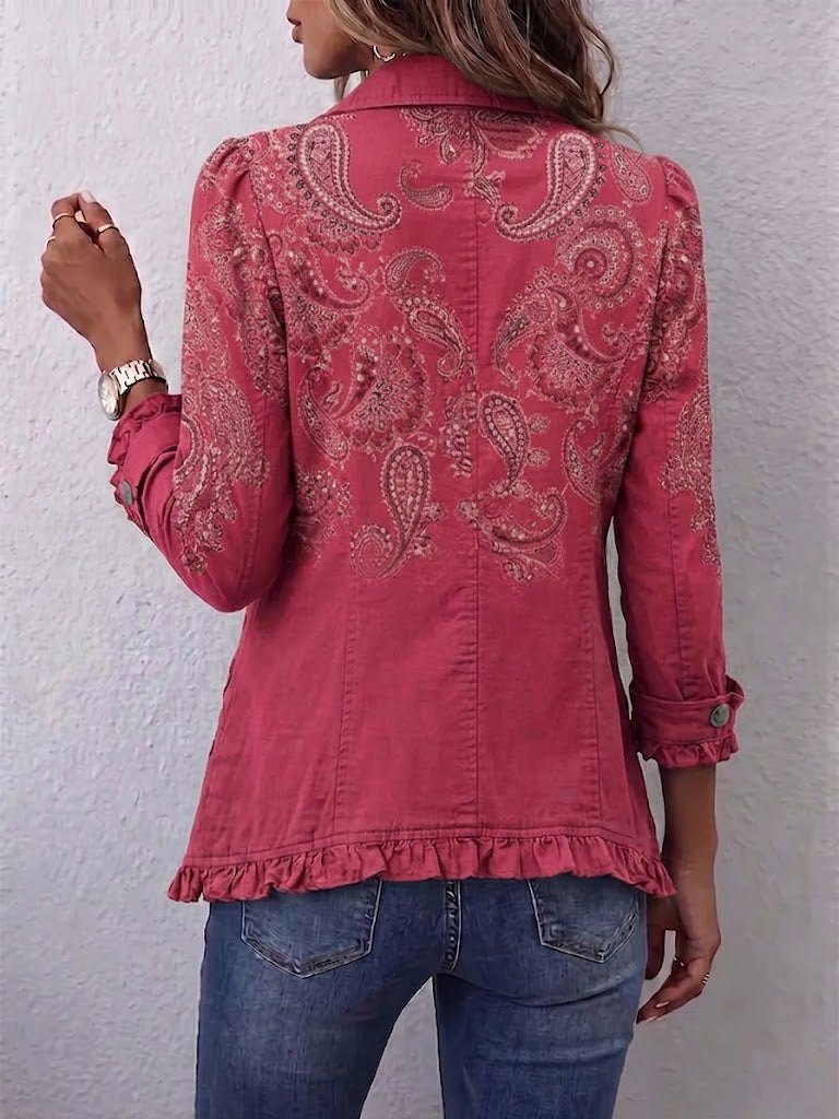 Isotta | Giacca Paisley Vintage Rosa Antico con Rouches