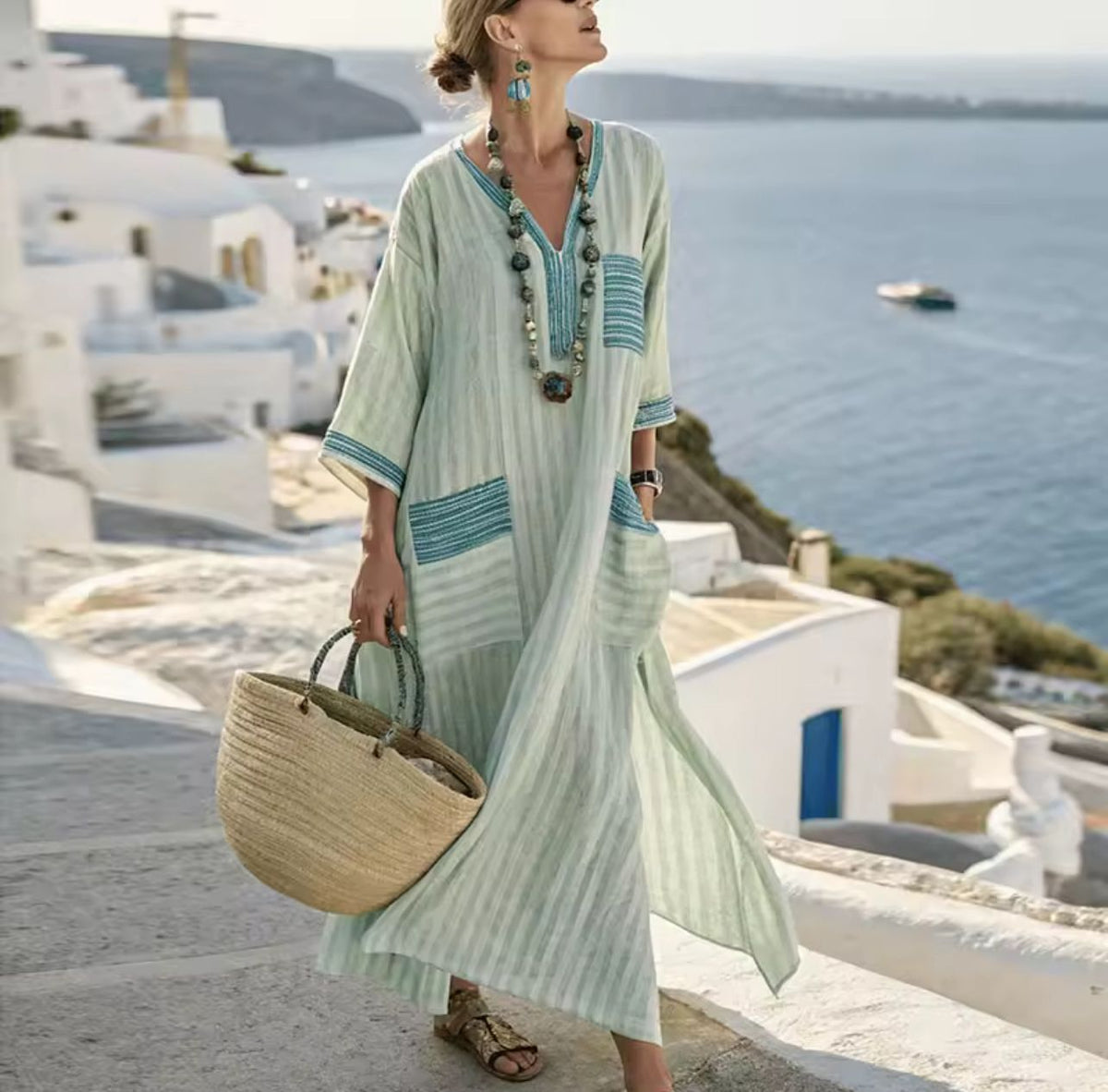 Mary Elegante - Μακρύ Φόρεμα Παραλίας για μια Κομψή Καλοκαιρινή Εμφάνιση