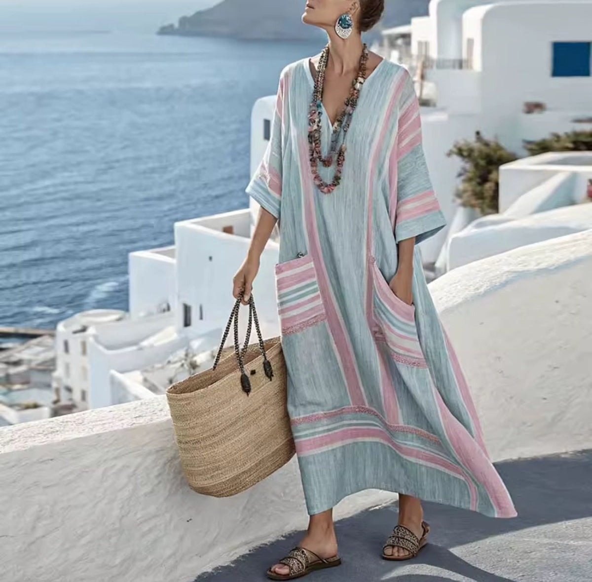 Mary Elegante - Μακρύ Φόρεμα Παραλίας για μια Κομψή Καλοκαιρινή Εμφάνιση